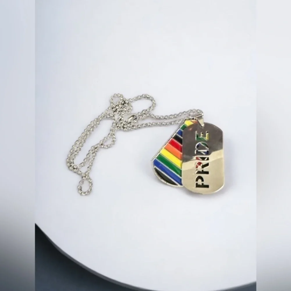 Pride dog tag‎ style necklace 🦕